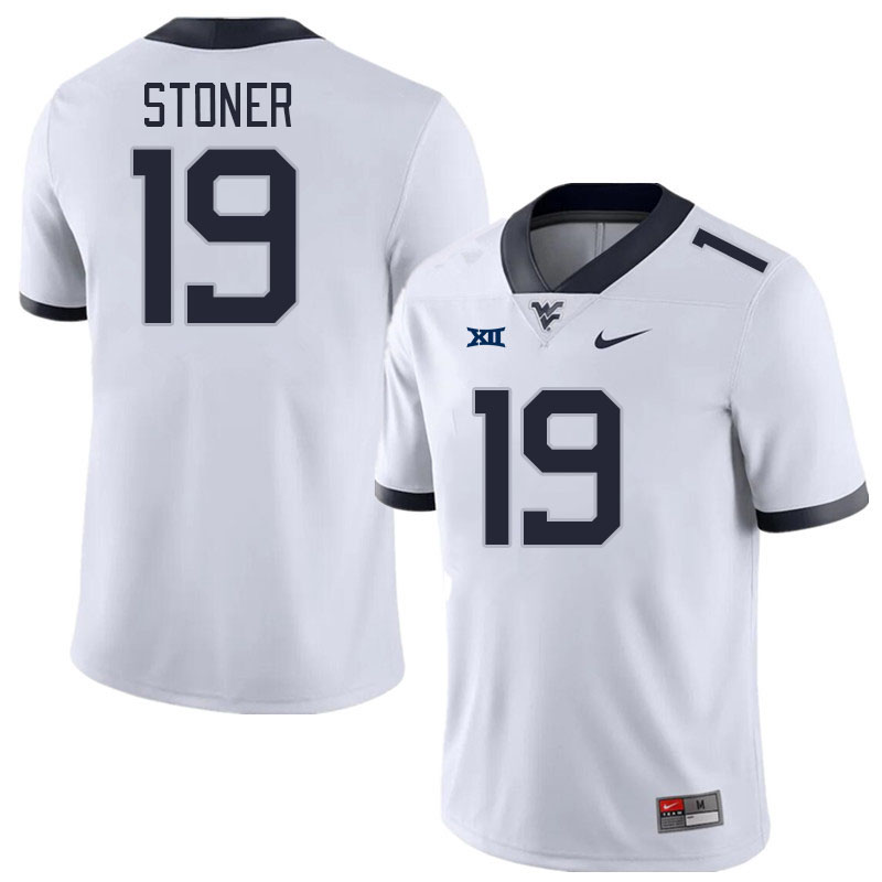 Men #19 Sam Stoner West Virginia Mountaineers College Football Jerseys Stitched Sale-White